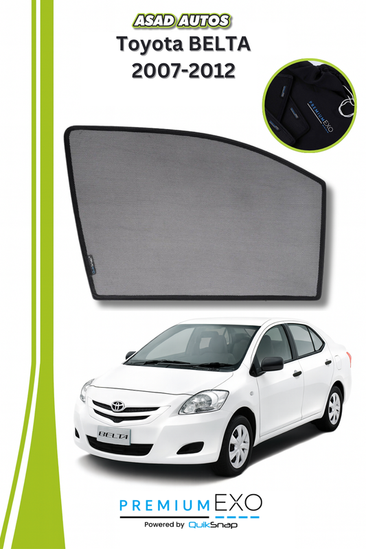Quik Snap Window Sun Shades (Car Pardy) For Toyota BELTA 2007-2012 Sedan