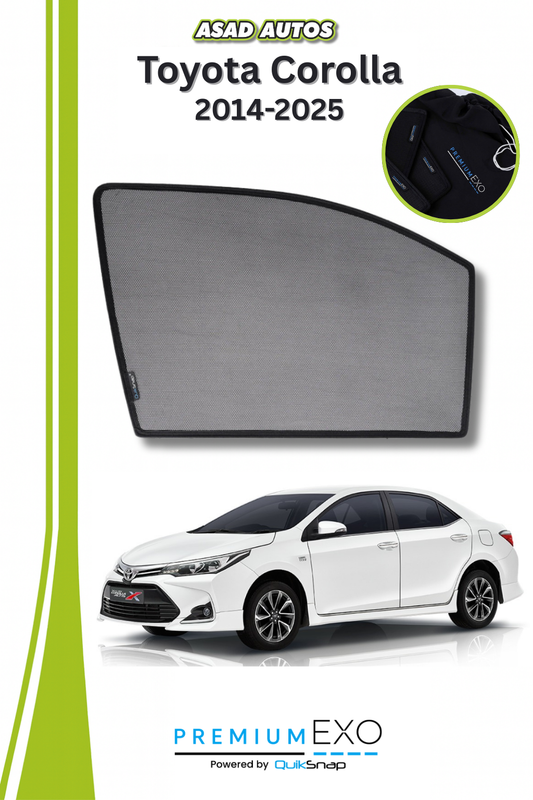 Quik Snap Window Sun Shades (Car Pardy) For Toyota Corolla Sedan 2014-2023