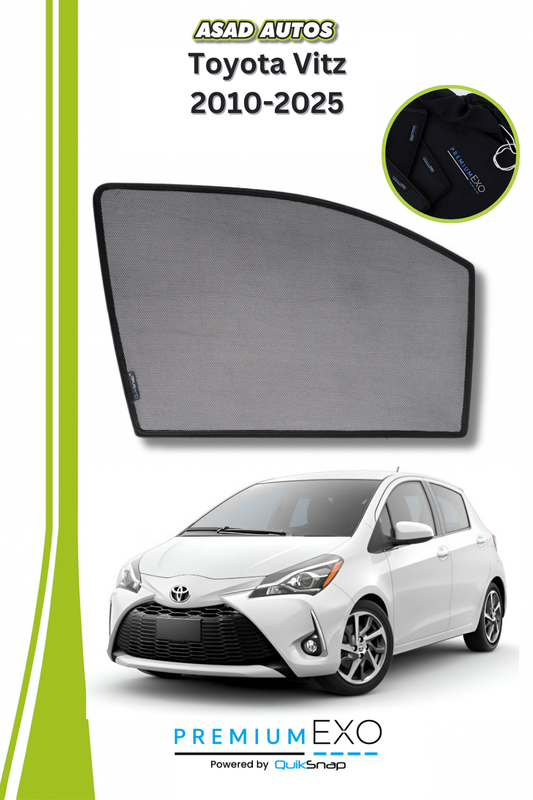 Quik Snap Window Sun Shades (Car Pardy) For Toyota Vitz 2010-2023 HatchBack