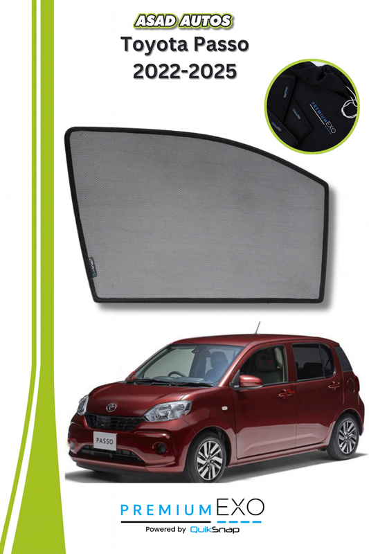 "Quik Snap Window Sun Shades (Car Pardy) for Toyota Passo (2022-2025) – Ultimate Sun Protection & Privacy."
