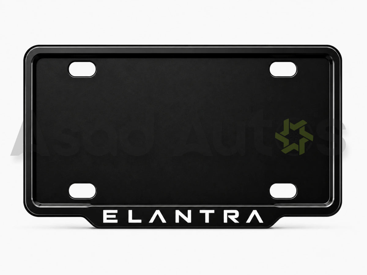 Raptic custom number plate frame-white-fitted on Hyundai Elantra front plate area - Asad Autos