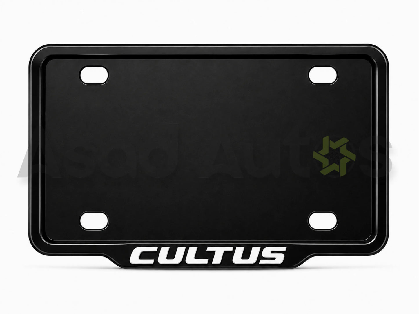 Raptic custom number plate frame white fitted on Suzuki Cultus front plate area - Asad Autos