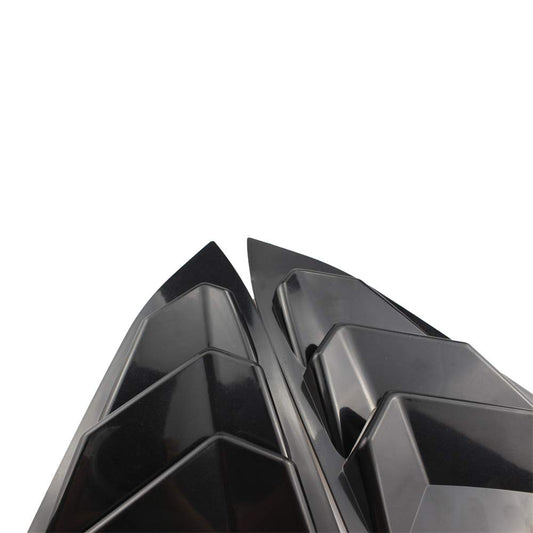 Rear Quarter Side Window Louvers for Honda Civic Sedan 10th Gen (2016-2021) in ABS plastic, 3-vent style with carbon fiber or black finish (2 pieces).