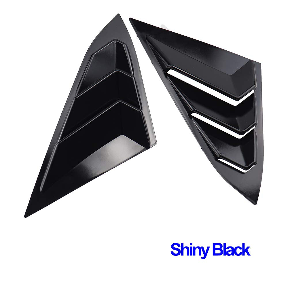 Rear Quarter Side Window Louvers for Honda Civic Sedan 10th Gen (2016-2021) in ABS plastic, 3-vent style with carbon fiber or black finish (2 pieces).