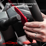 "Red Paddle Shift Extensions for Civic X Steering Wheel"