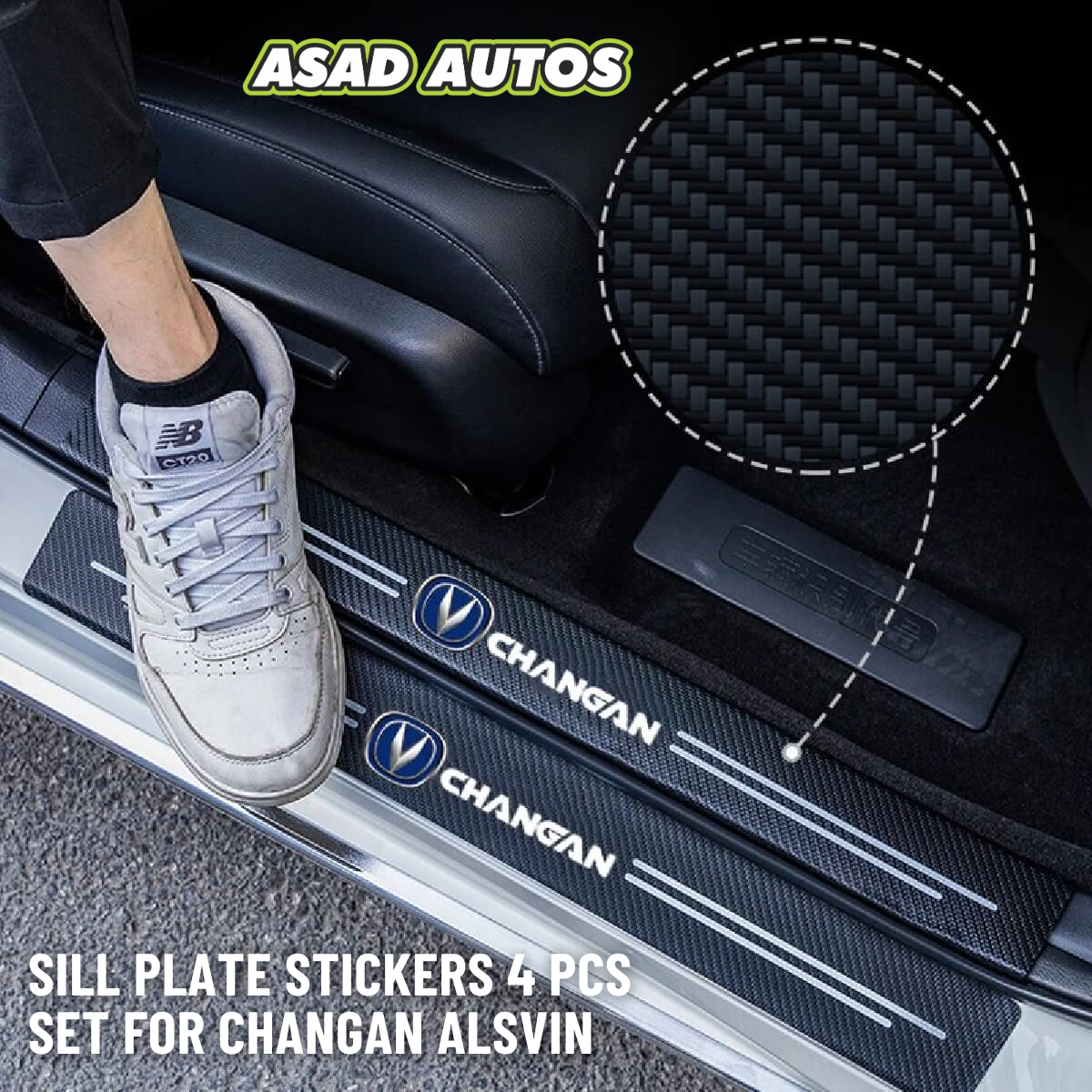 Sill Plate Stickers 4 Pcs Set For Changan Alsvin – Scratch Protection with Stylish Finish