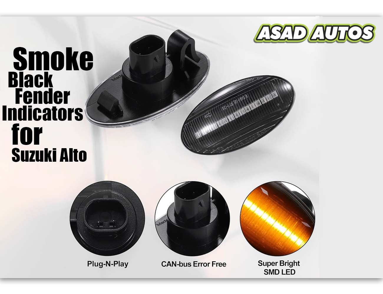Smoke Black Fender Indicators for Suzuki Alto 2014-2026 & Cultus – Stylish and Functional Upgrade