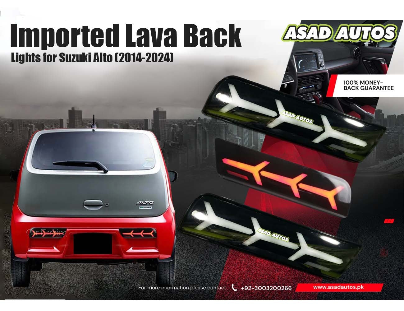 Suzuki Alto Imported Lava Back Lights – Two Variants of LED Tail Lights for Models 2014-2024