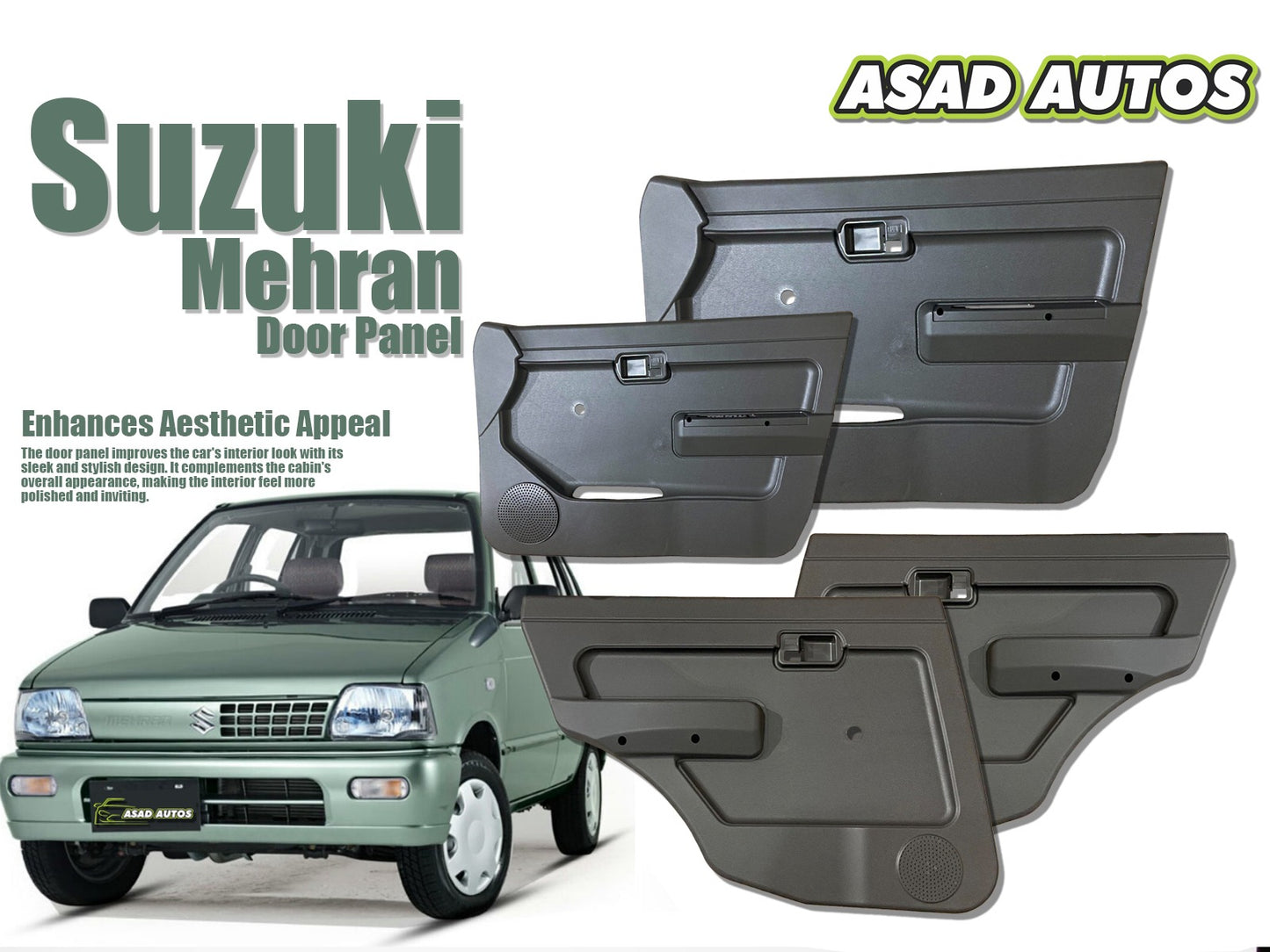 Suzuki Mehran car door panel replacement offering durability, premium design, and a perfect fit for enhanced interior aesthetics.