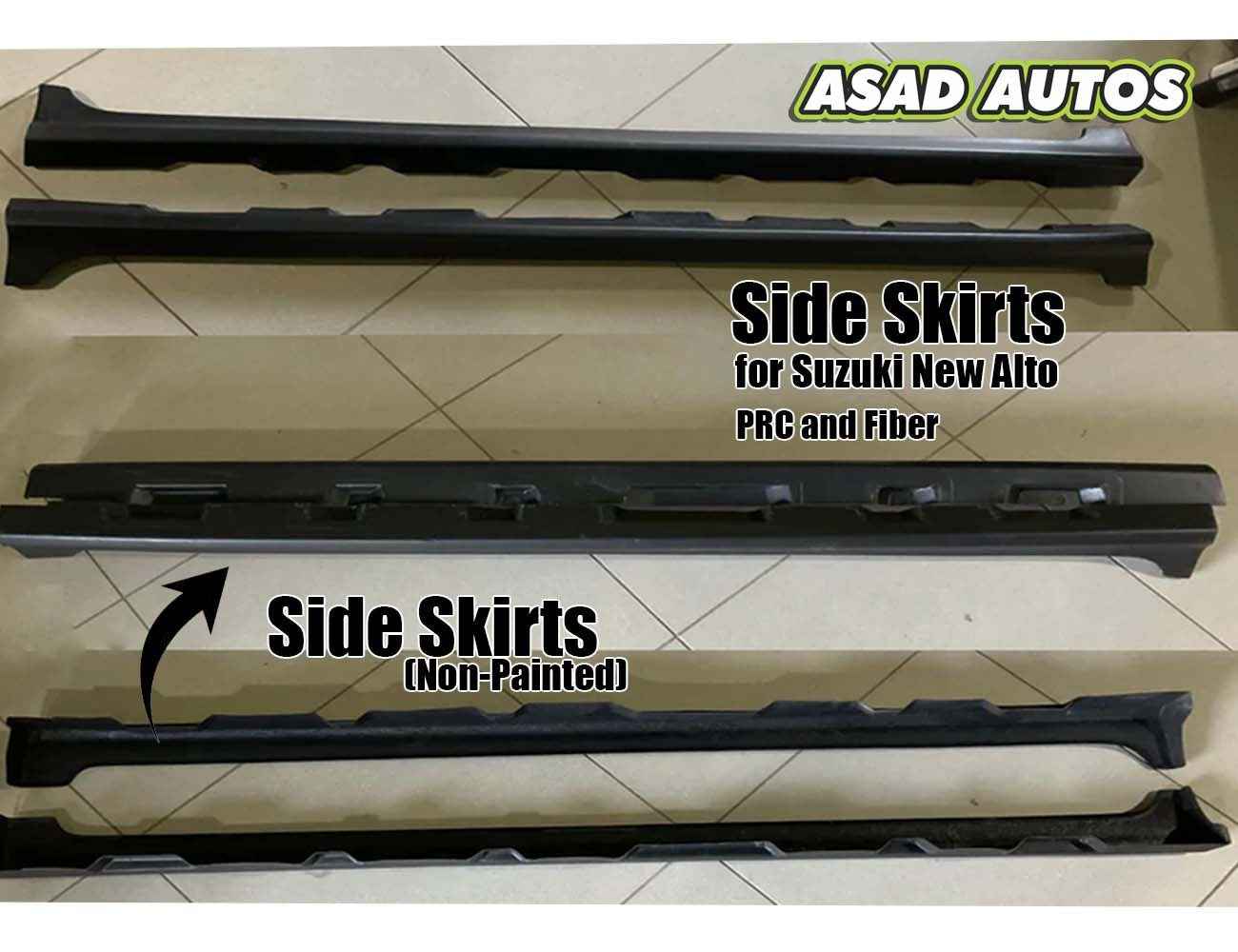 Side Skirts (Non-Painted) for Suzuki New Alto 2014 2025 – PRC and Fiber Options Available