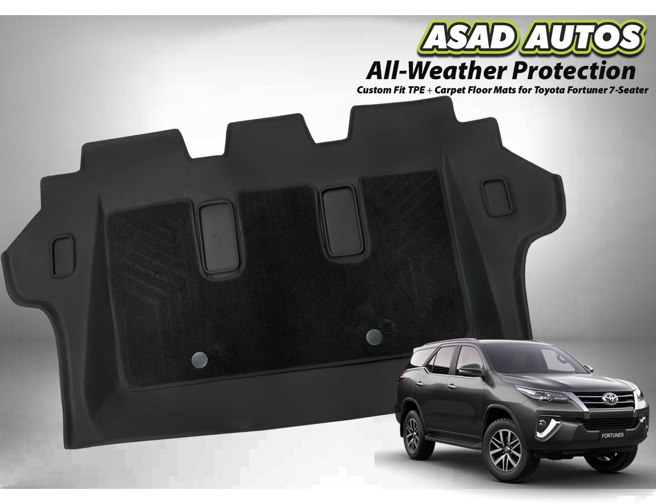 TPE + Carpet Floor Mat 7 Seater for Toyota Fortuner – Custom Fit All-Weather Luxury Mats