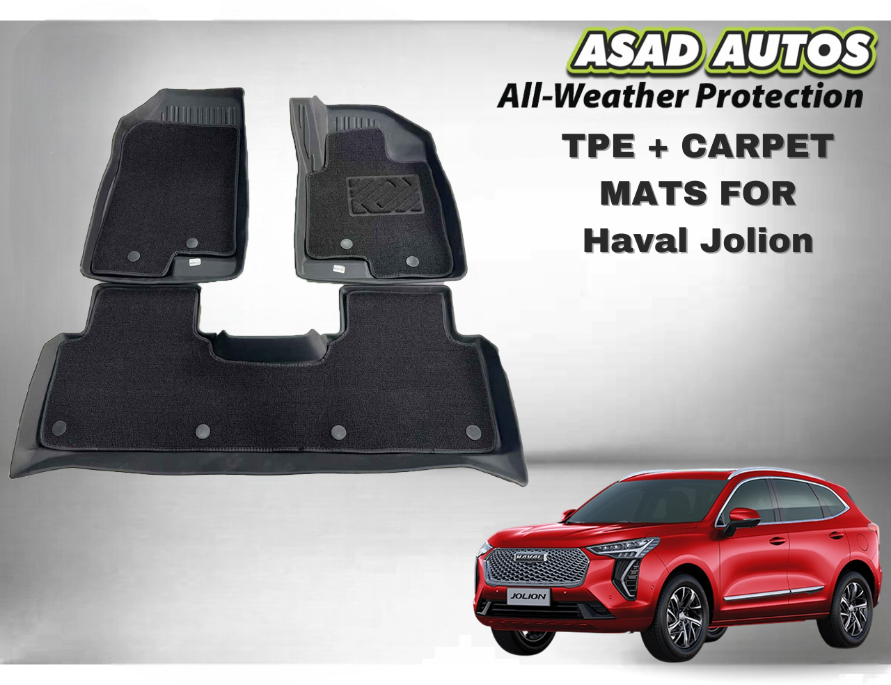 TPE + Carpet Floor Mat for Haval Jolion – All-Weather Luxury Car Mats