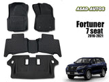 TPE Style Floor Mats with Trunk Mat for Toyota Fortuner (7 Seats) 2016-2021 β Complete Interior Protection