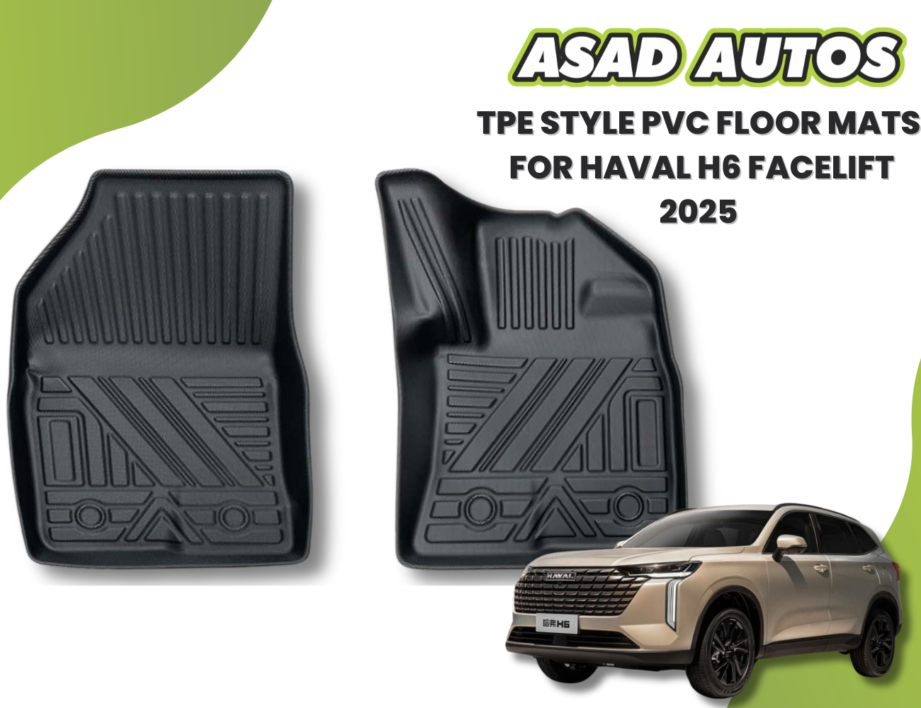 TPE Style PVC Floor Mats For Haval H6 Facelift (2025) – Custom Fit, All-Weather Interior Protection