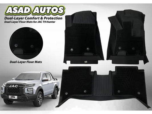 TPH + Carpet Floor Mats for JAC T9 Hunter – Luxury Comfort & All-Weather Protection