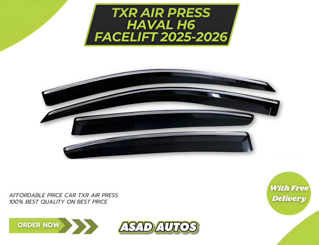 TXR Air Press / Sun Visor with Chrome for Haval H6 Facelift (2025) – Sleek Protection with Stylish Chrome Finish