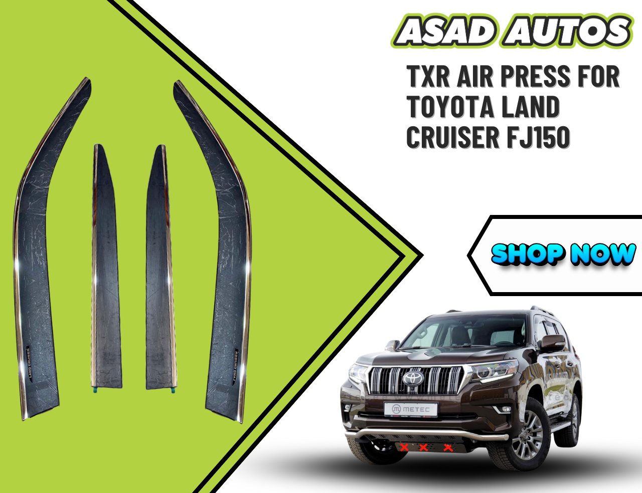 TXR Air Press for Toyota Land Cruiser FJ150 – Smoked Window Visors for Wind & Rain Protection