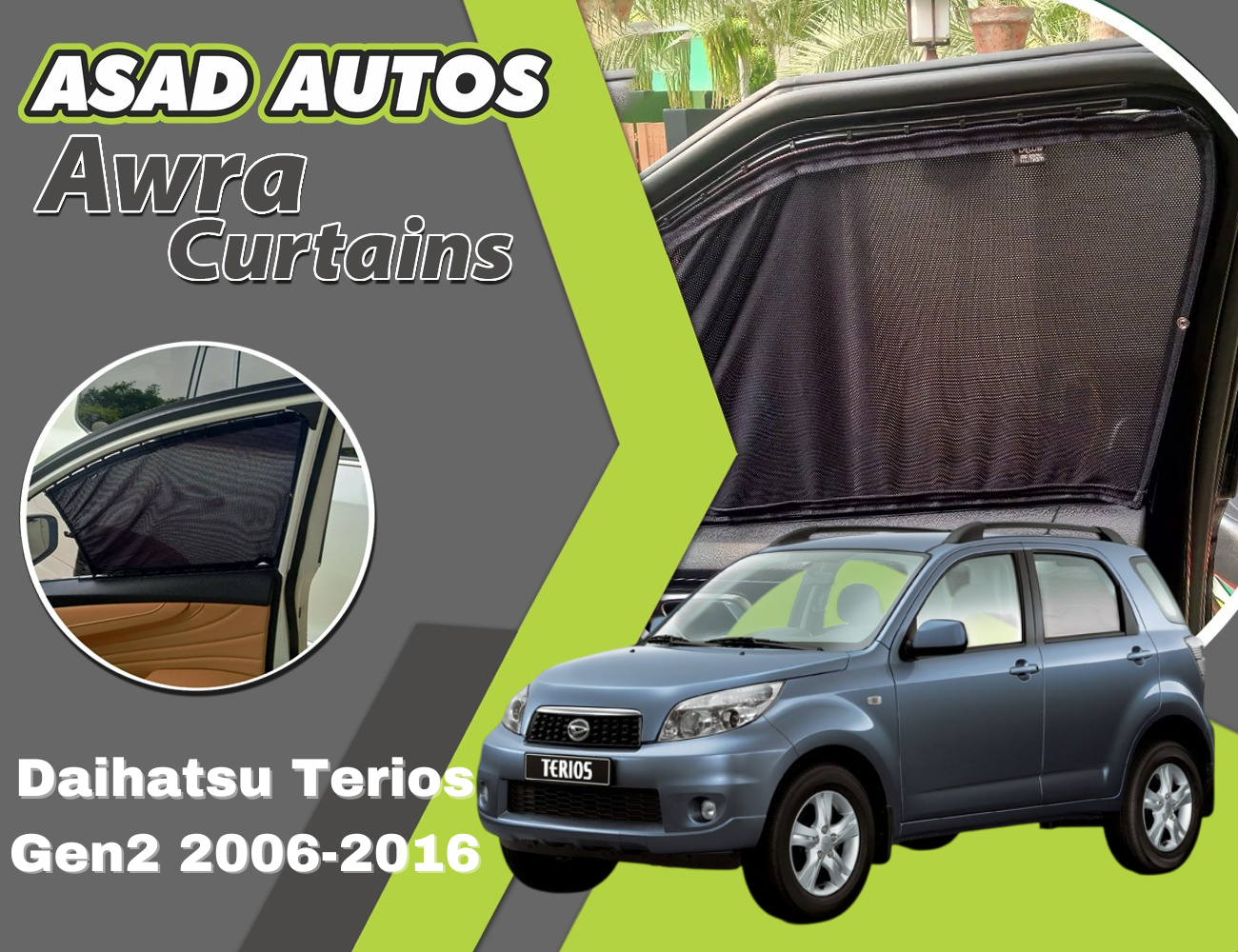 Awra Curtains for Daihatsu Terios Gen2 (2006-2016) – Privacy and Sun Protection