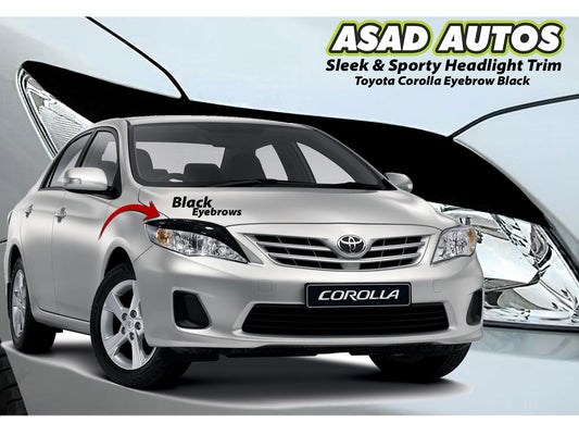 Toyota Corolla 2009-2014 Eyebrow Black – Sleek Headlight Trim, Sporty Look, Durable & Easy to Install for a Custom Upgrade