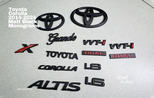 Toyota Corolla 2014–2026 matte black monograms