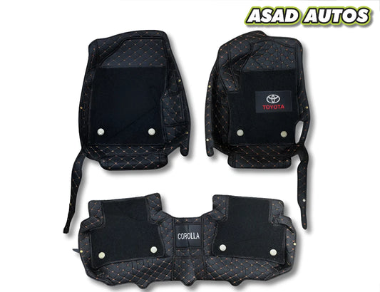 Toyota Cross 11D Floor Mats – Mix Thread Black with Black Grass (2023–2024)