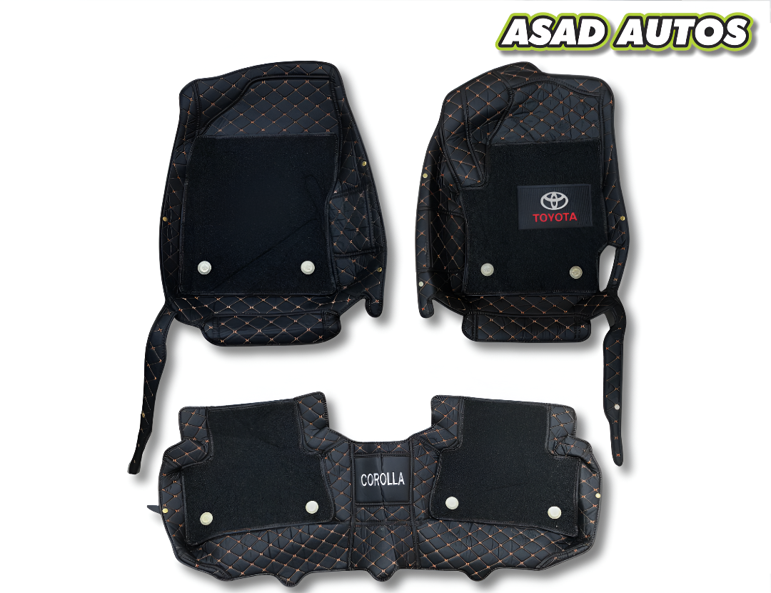 Toyota Cross 11D Floor Mats – Mix Thread Black with Black Grass (2023–2024)