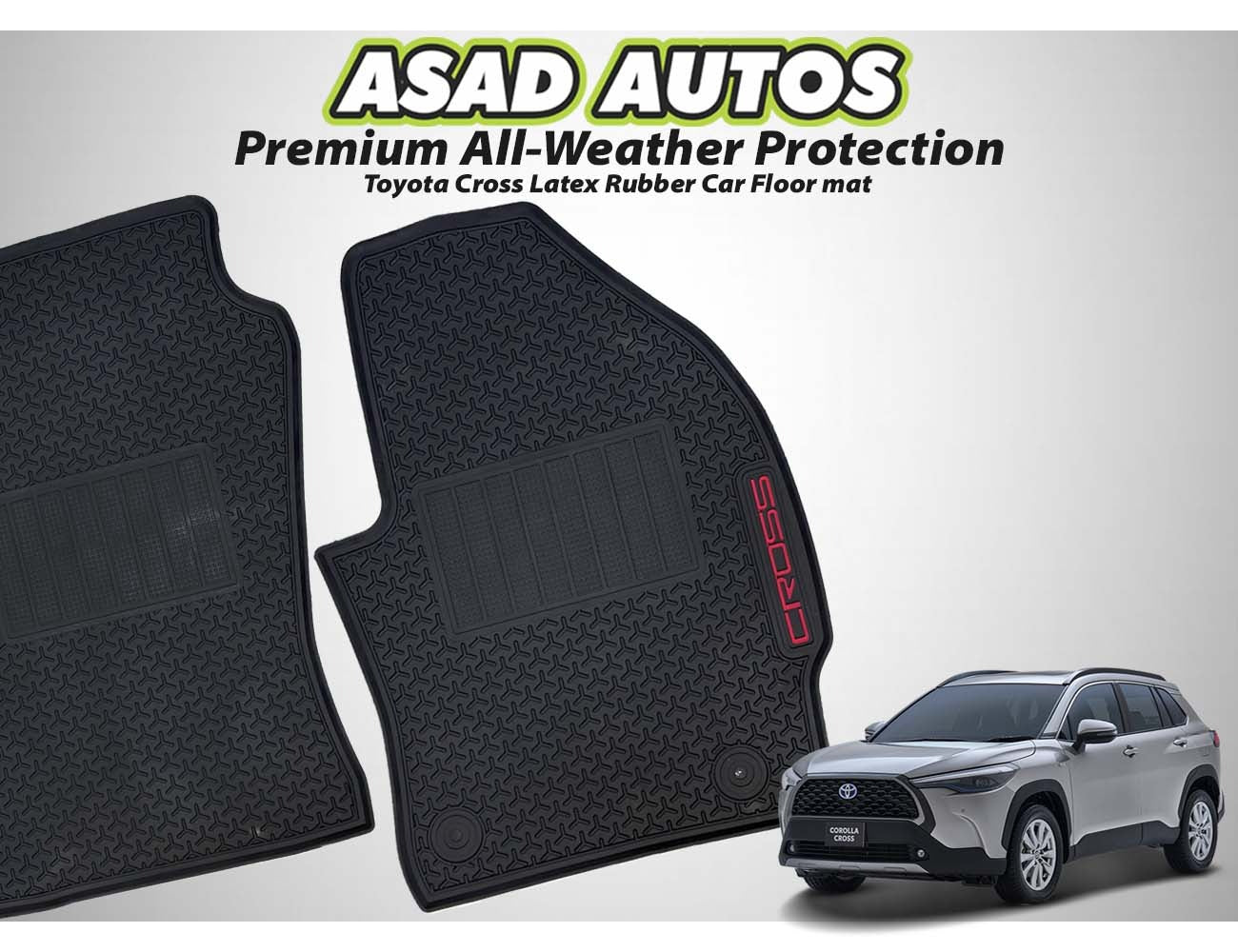 Toyota Cross 2024 Latex Rubber Car Floor Mat with waterproof, anti-slip design for superior interior protection.