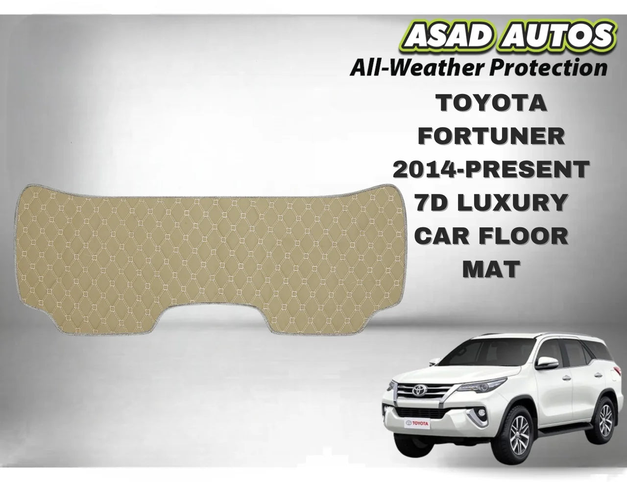 Toyota Fortuner 2014–Present 7D Luxury Car Floor Mats – Premium Full-Coverage Interior Protection