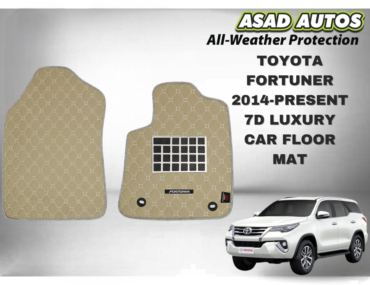 Toyota Fortuner 2014–Present 7D Luxury Car Floor Mats – Premium Full-Coverage Interior Protection