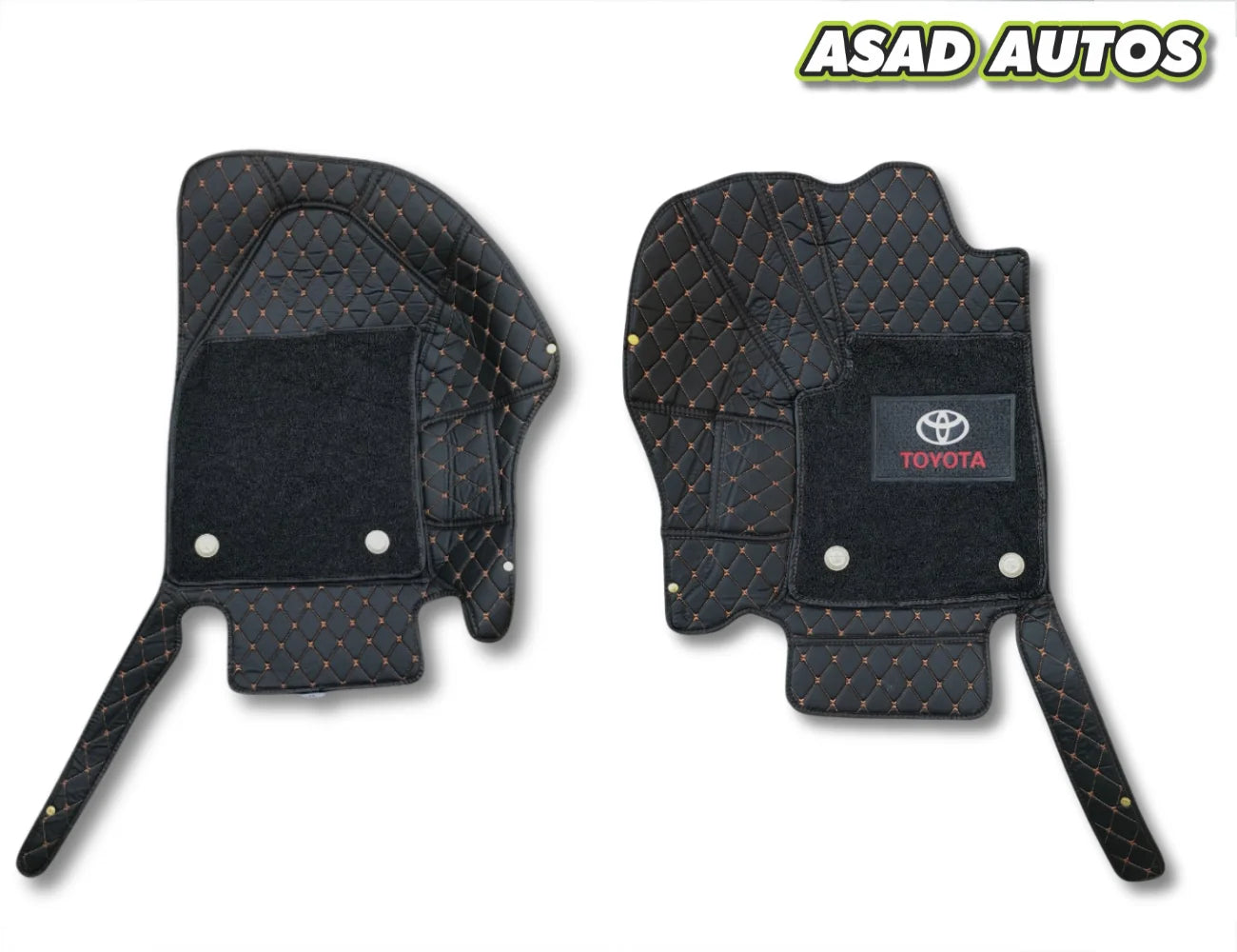 Toyota Fortuner 2017–2024 11D Floor Mats – Mix Thread Black with Black Grass | Full Coverage | Premium Custom Fit