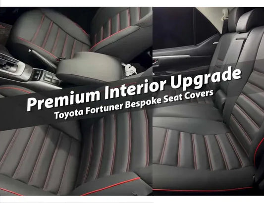 Toyota Fortuner Bespoke Seat Covers made from premium Japanese synthetic fabric for a luxurious and durable interior upgrade.
