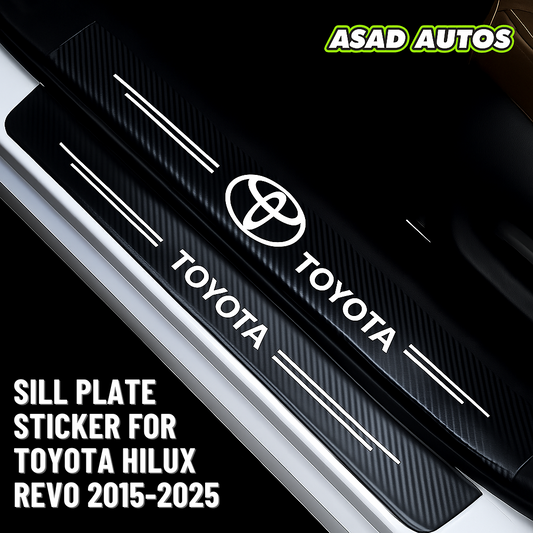 Carbon Fiber Sill Plate Sticker for Toyota Hilux Revo 2015–2025 – Rugged Protection with Sporty Style