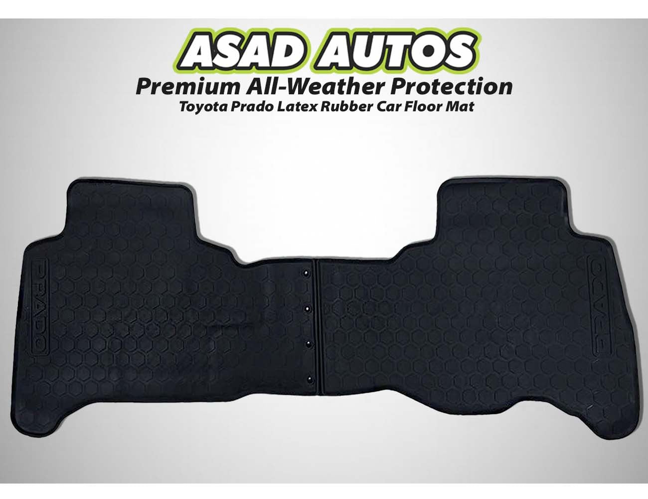 Toyota Prado 2009-2021 Latex Rubber Car Floor Mats, providing durable all-weather protection, a custom fit, and a non-slip design for enhanced interior cleanliness.