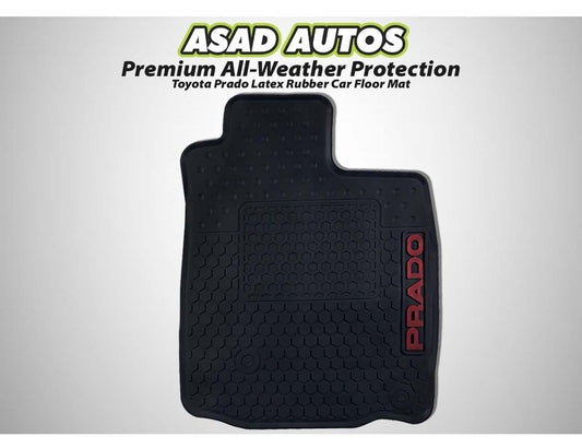 Toyota Prado 2009-2021 Latex Rubber Car Floor Mats, providing durable all-weather protection, a custom fit, and a non-slip design for enhanced interior cleanliness.