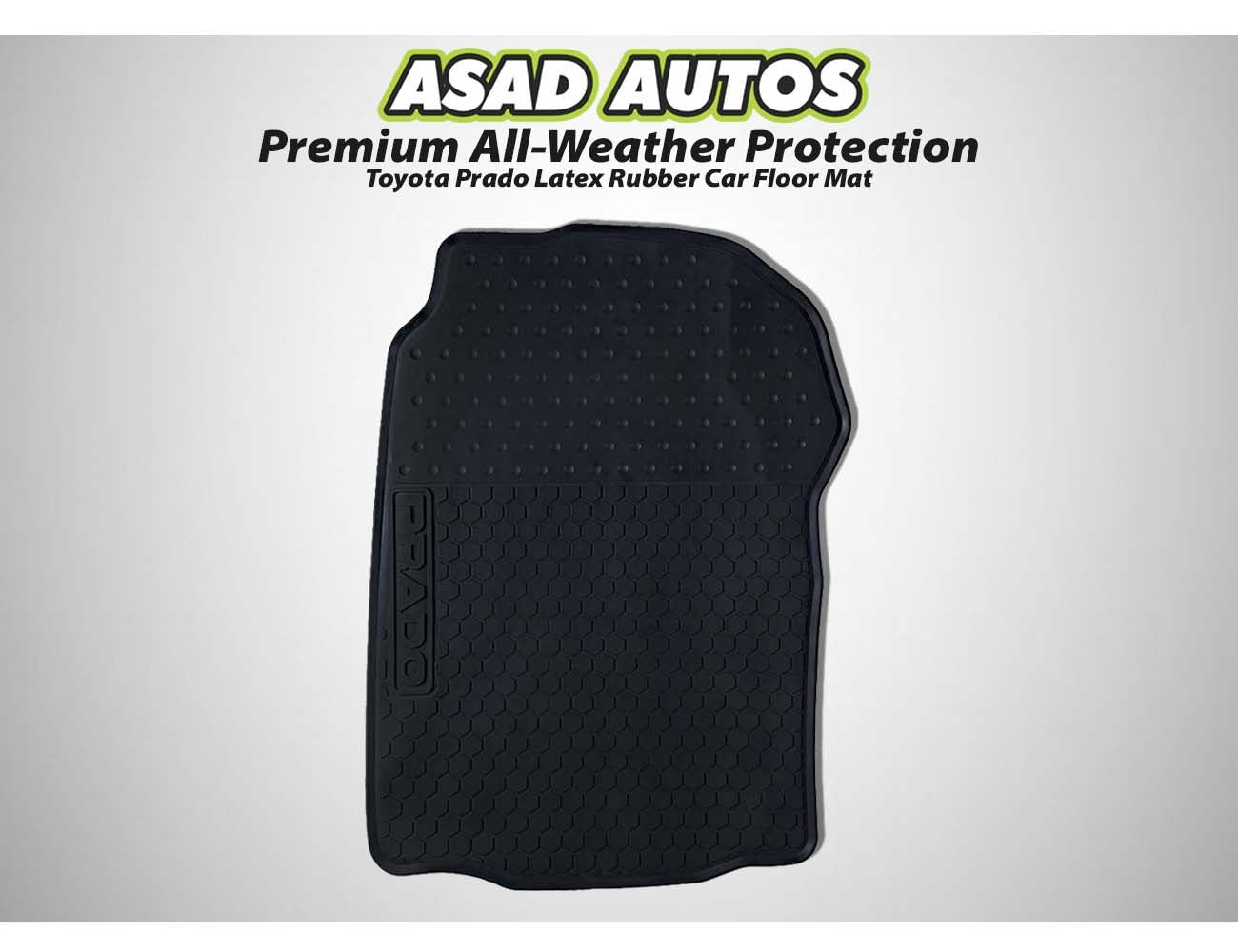 Toyota Prado 2009-2021 Latex Rubber Car Floor Mats, providing durable all-weather protection, a custom fit, and a non-slip design for enhanced interior cleanliness.