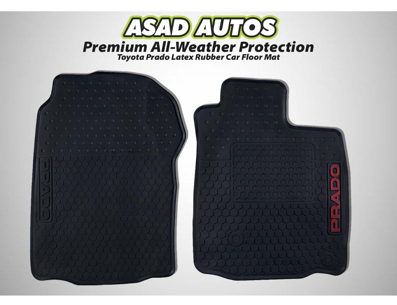 Toyota Prado 2009-2021 Latex Rubber Car Floor Mats, providing durable all-weather protection, a custom fit, and a non-slip design for enhanced interior cleanliness.