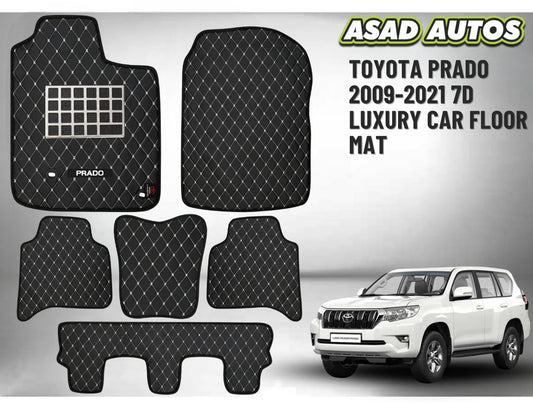 Toyota Prado 2009–2021 7D Luxury Car Floor Mats – Custom Fit, Waterproof, Premium Interior Protection