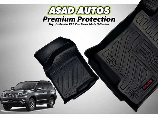 Toyota Prado TPE mats for a 5-seater providing all-weather protection and a custom fit.