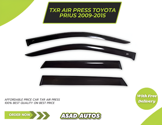 Toyota Prius TXR Air Press Sun Visor Without Chrome designed for 2009-2015 models, providing subtle yet effective protection against weather elements.