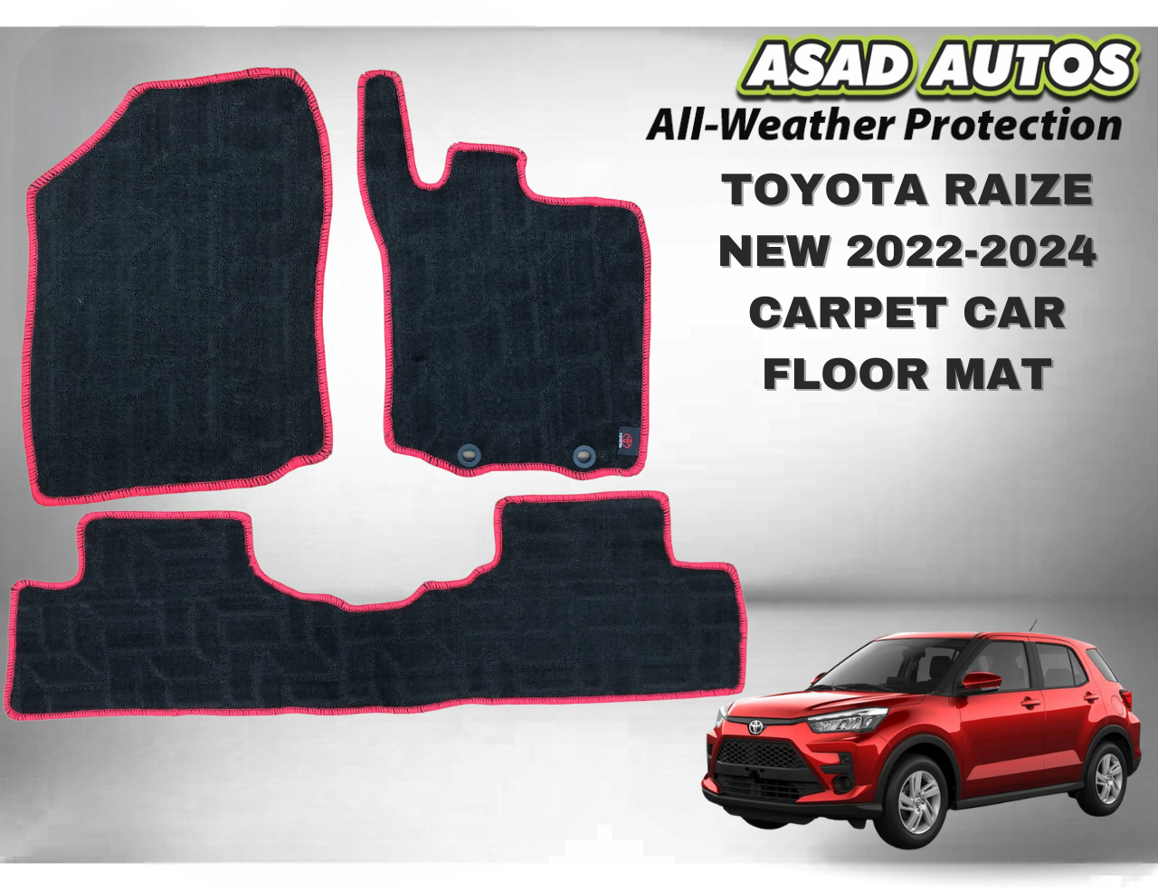 Toyota Raize New 2022–2024 Carpet Car Floor Mat – Premium Fit & Durability