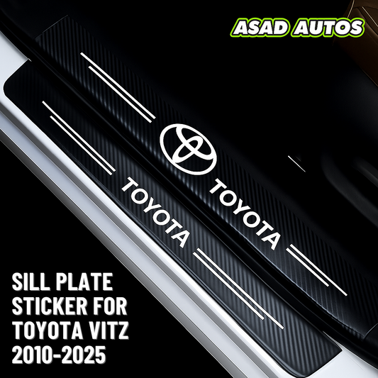 Carbon Fiber Sill Plate Sticker for Toyota Vitz 2010–2025 – Sleek Door Protection with Sporty Appeal