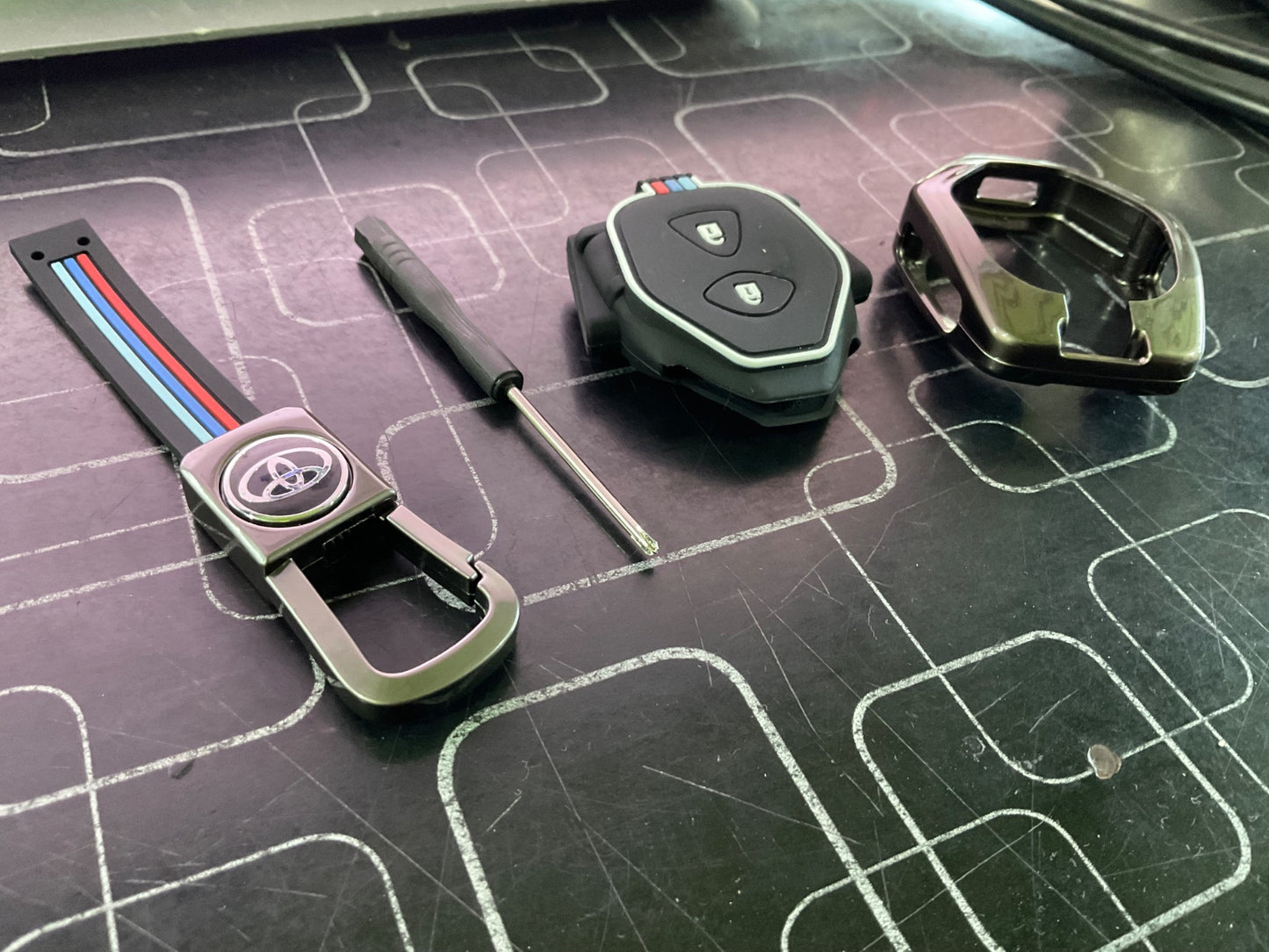 Toyota Vitz metal key cover offering premium durability, protection, and a stylish design for car keys.