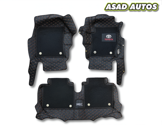 Toyota Yaris 11D Floor Mats Mix Thread Black With Black Grass – Model 2018–2025