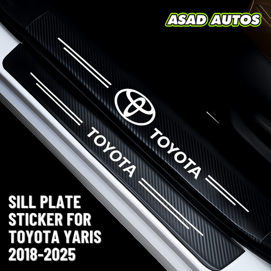 Carbon Fiber Sill Plate Sticker for Toyota Yaris 2018–2025 – Premium Protection with a Sporty Finish