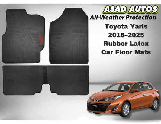 Toyota Yaris 2018–2025 Rubber Latex Car Floor Mats – Premium All-Weather Protection & Custom Fit