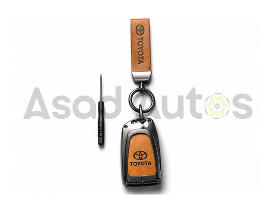 Toyota Yaris Leather Metal Key Cover premium car key protector