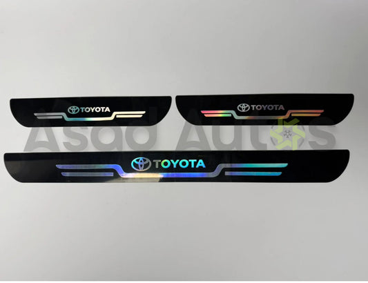 Toyota door sill plate sticker plastic carbon fiber anti scratch scuff protector 4 piece set for car door entry protection