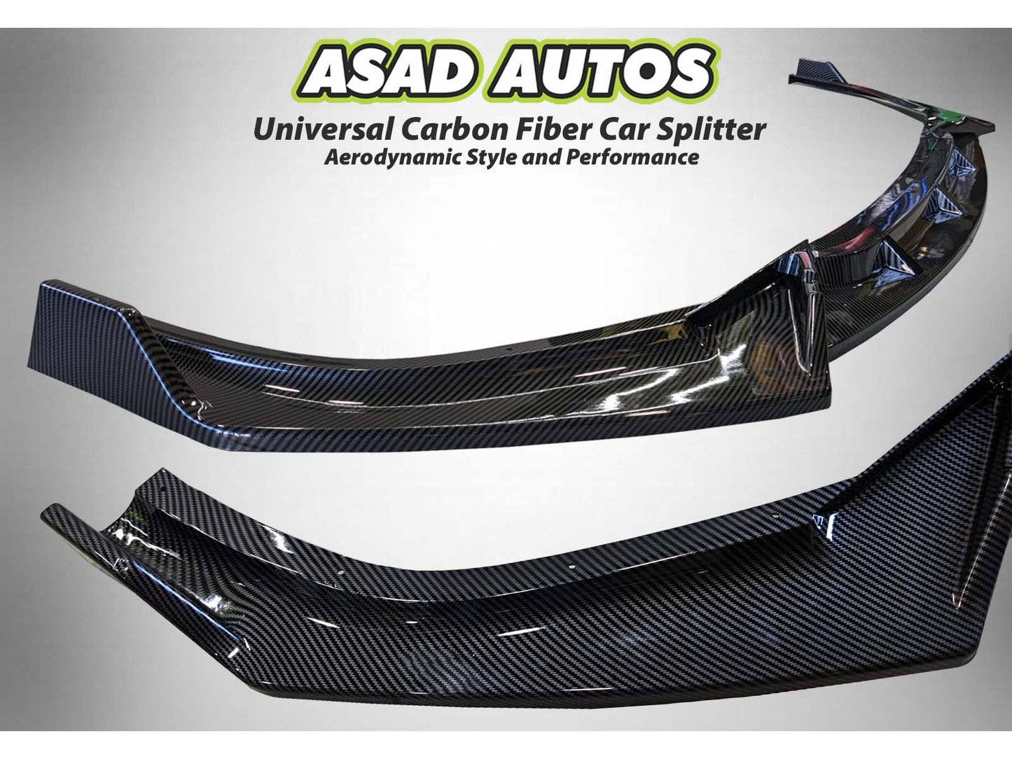 Universal Car Splitter for enhanced aerodynamics and a sporty design, compatible with most vehicle models.