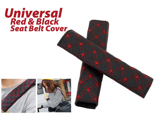 Universal Red & Black Seat Belt Cover - Premium Comfort & Stylish Design