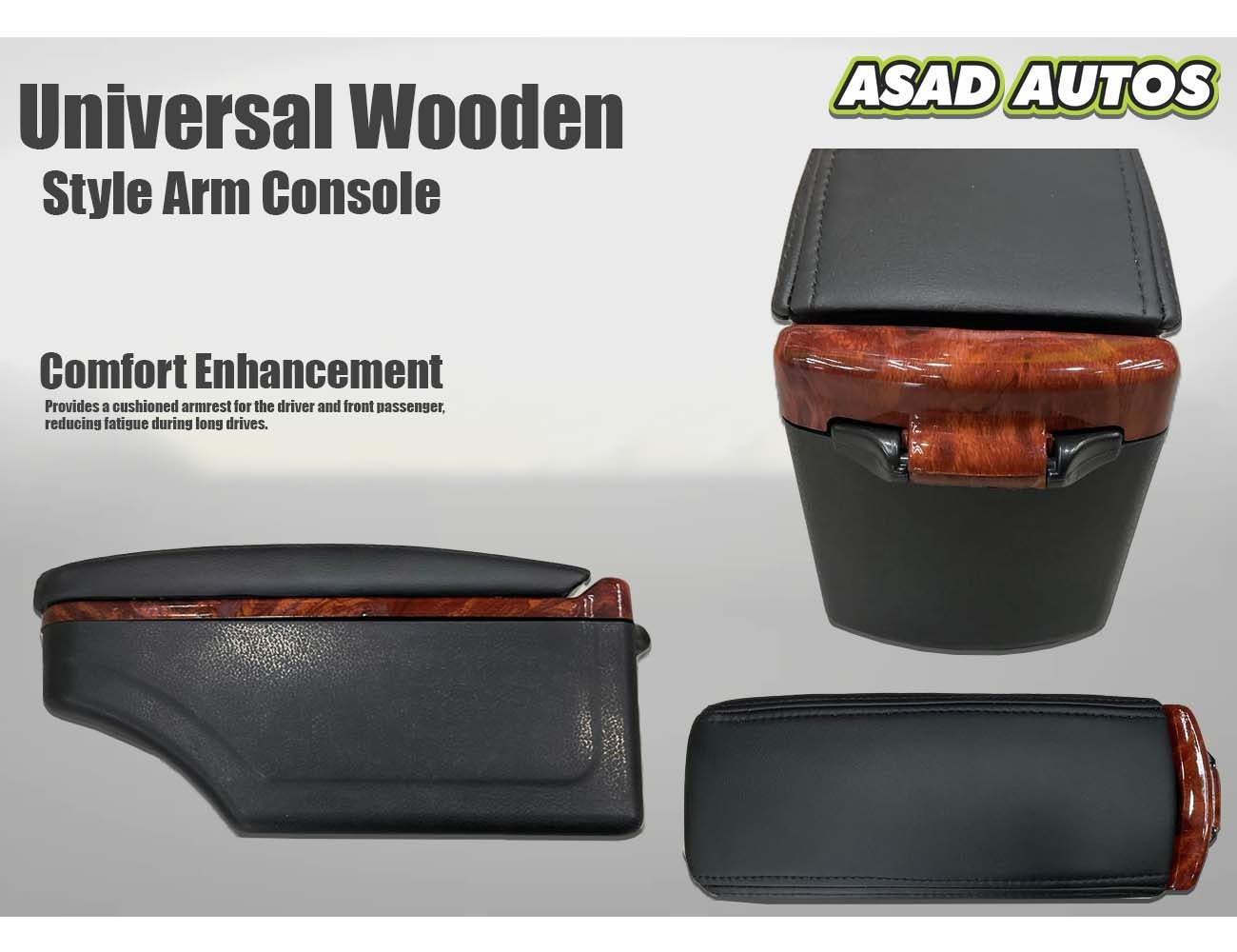 Universal Wooden Style Arm Console – Stylish Comfort & Storage for Any Vehicle